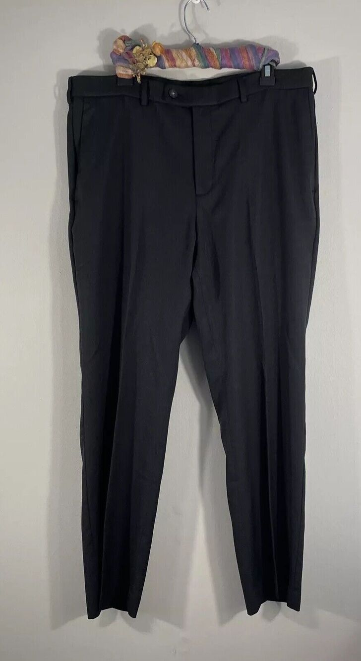 Perry Ellis Portfolio Men's 36x30 Straight Leg Dress Pants Charcoal Office Wear